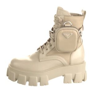 Prada Women's Beige Combat Boots